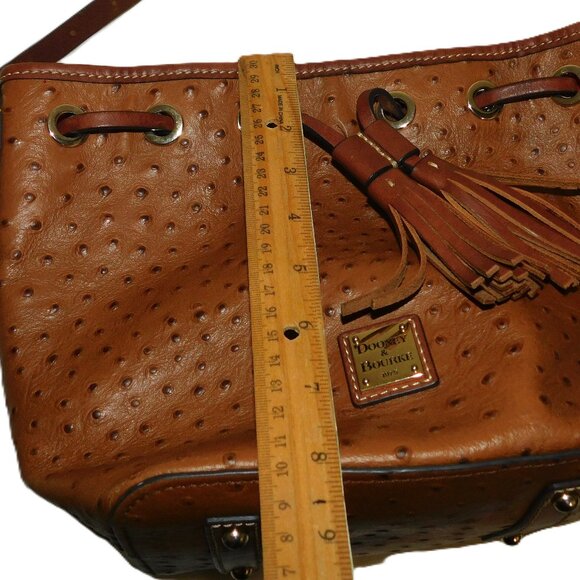 Dooney & Bourke Brown Ostrich Serena Crossbody Shoulder Bag & Purse Clutch - Picture 12 of 13